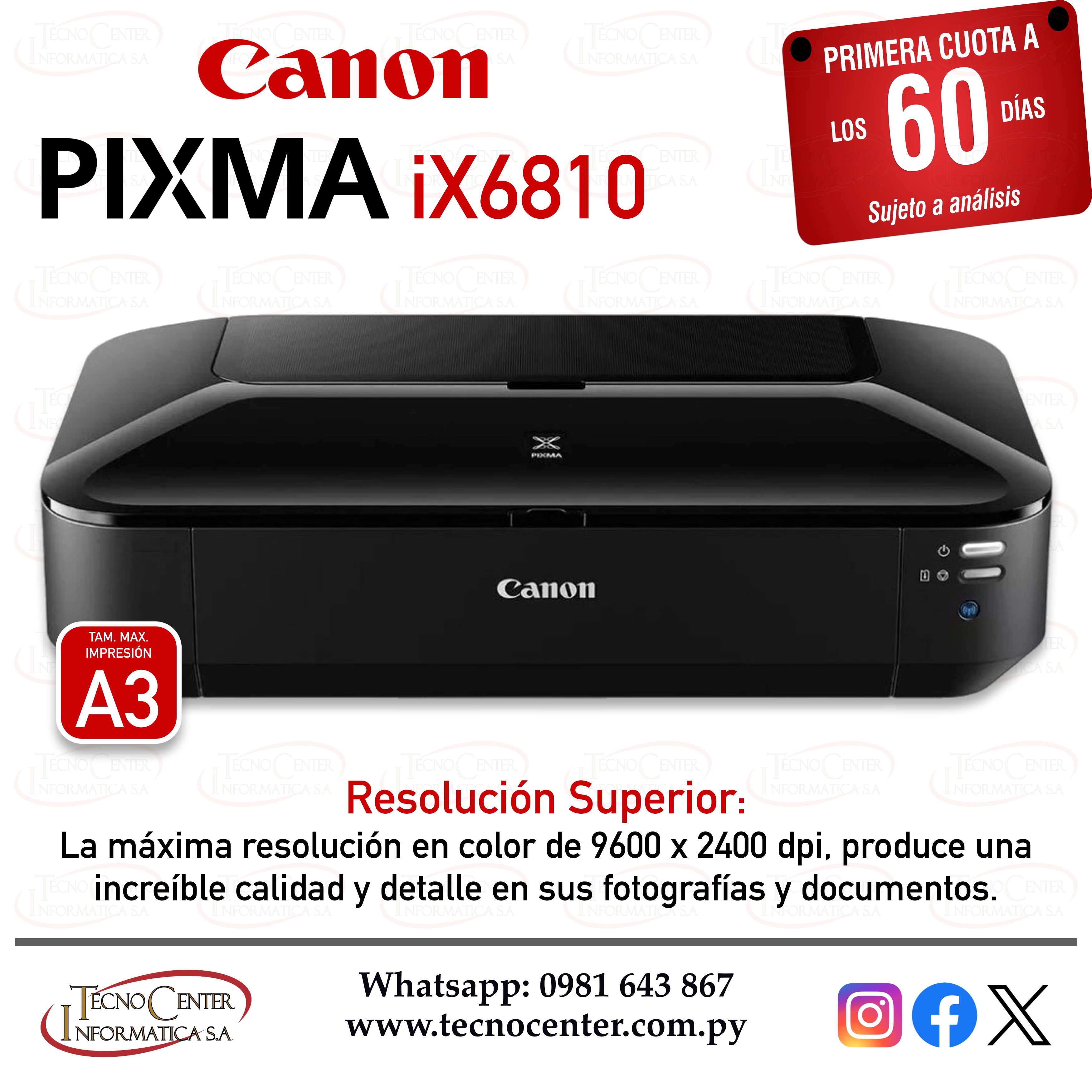 Impresora Inalámbrica A3 Canon PIXMA iX6810